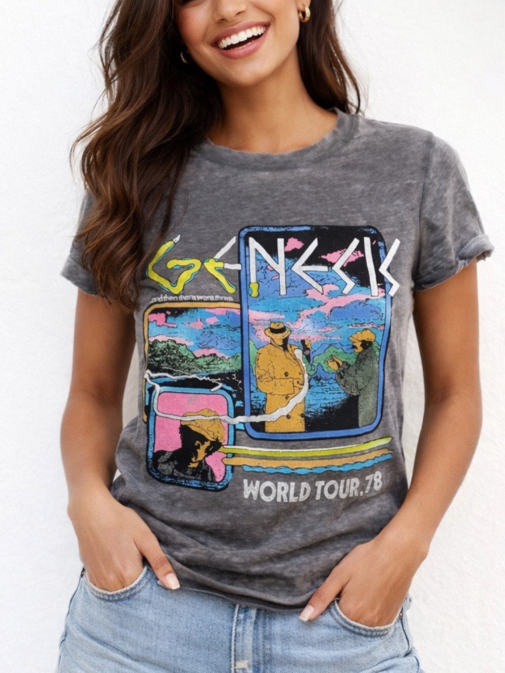 Recycled Karma Gray Genesis Rock Music Band World Tour 78 Tee Small 38168